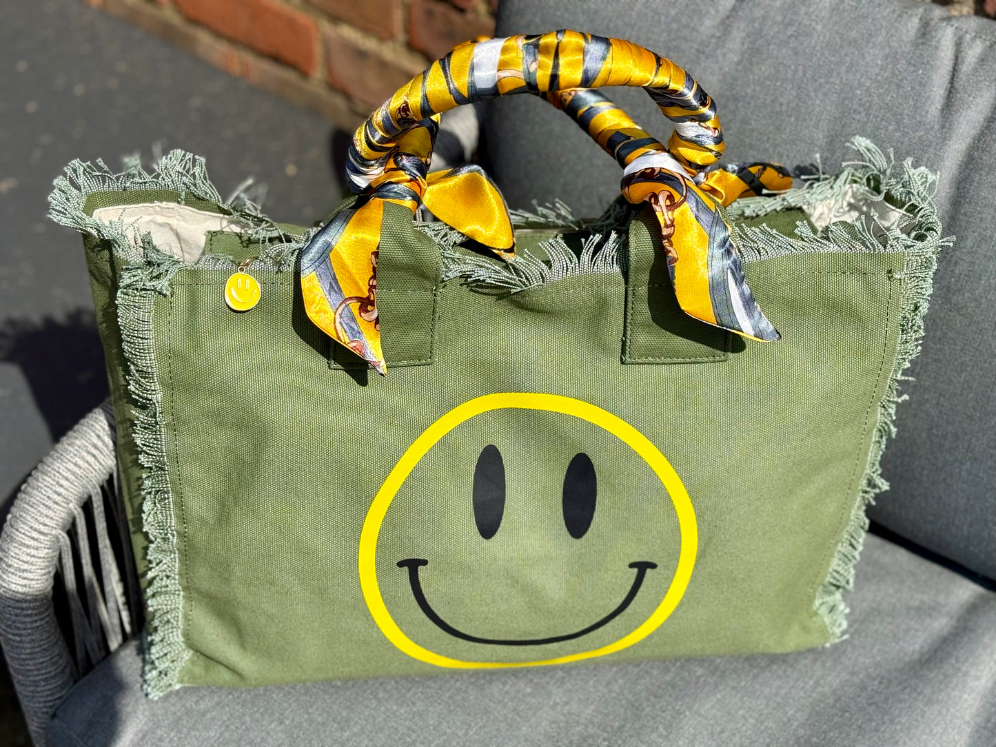 Smiley face tote bag
