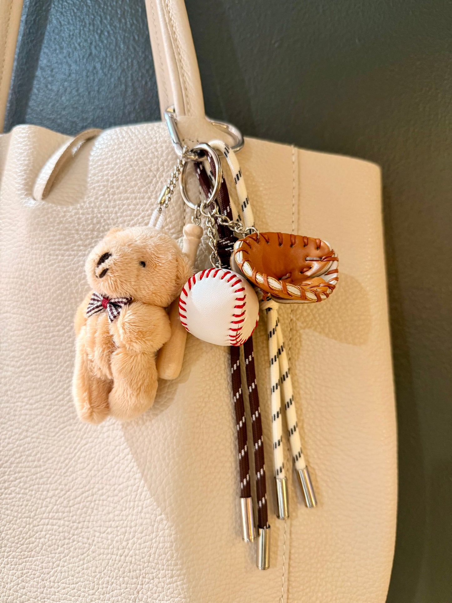 Bear & Baseball Bag Charm
