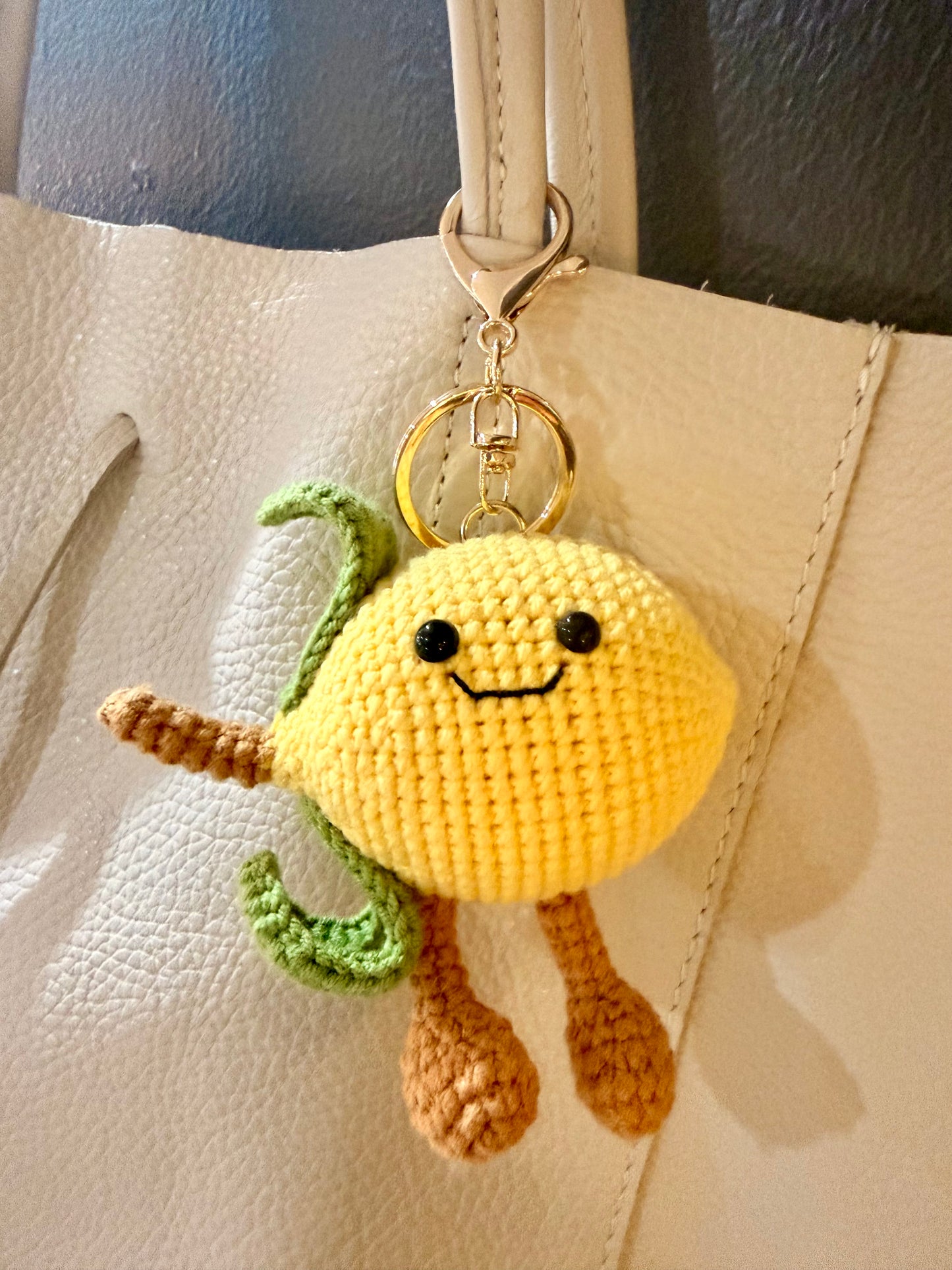 Crocheted Smiley Lemon Bag Charm
