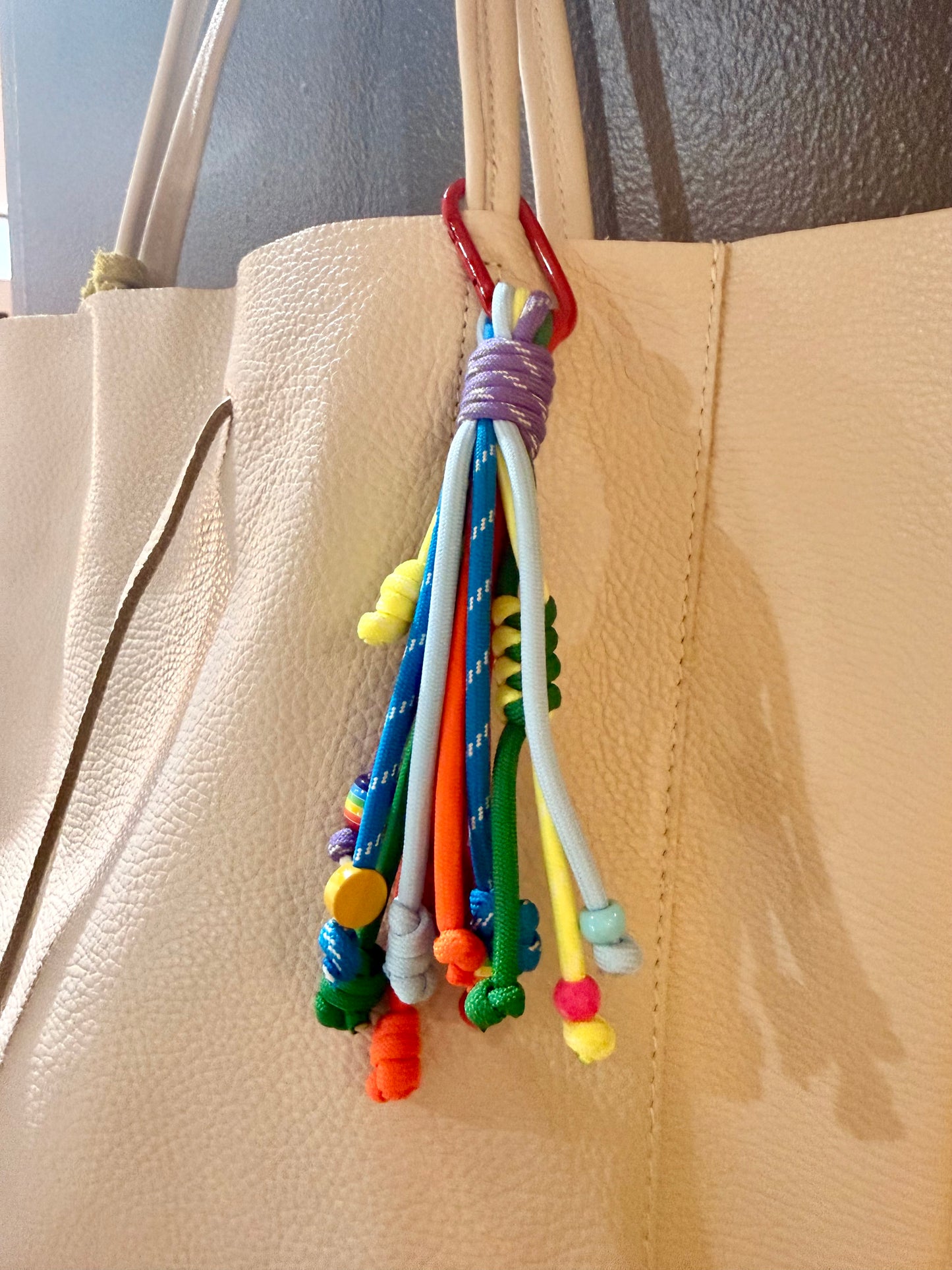 Multi-coloured Cord & Bead Bag Charm