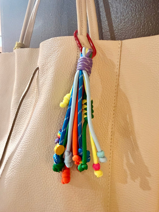 Multi-coloured Cord & Bead Bag Charm