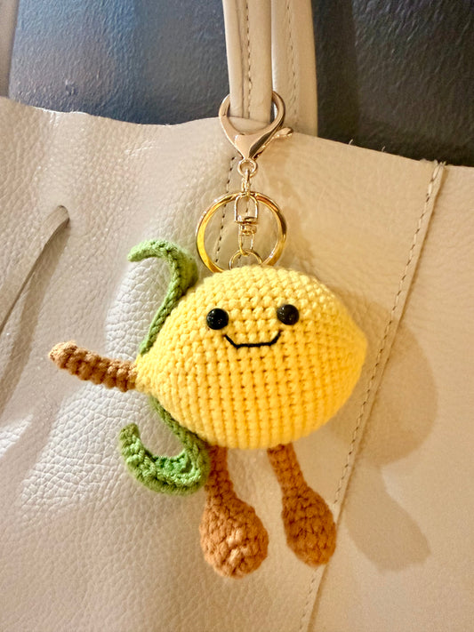 Crocheted Smiley Lemon Bag Charm