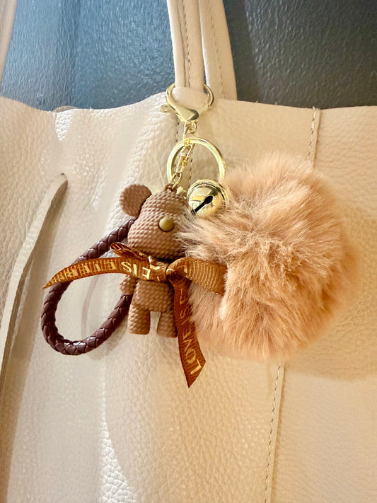 Faux Fur & Bear Bag Charm